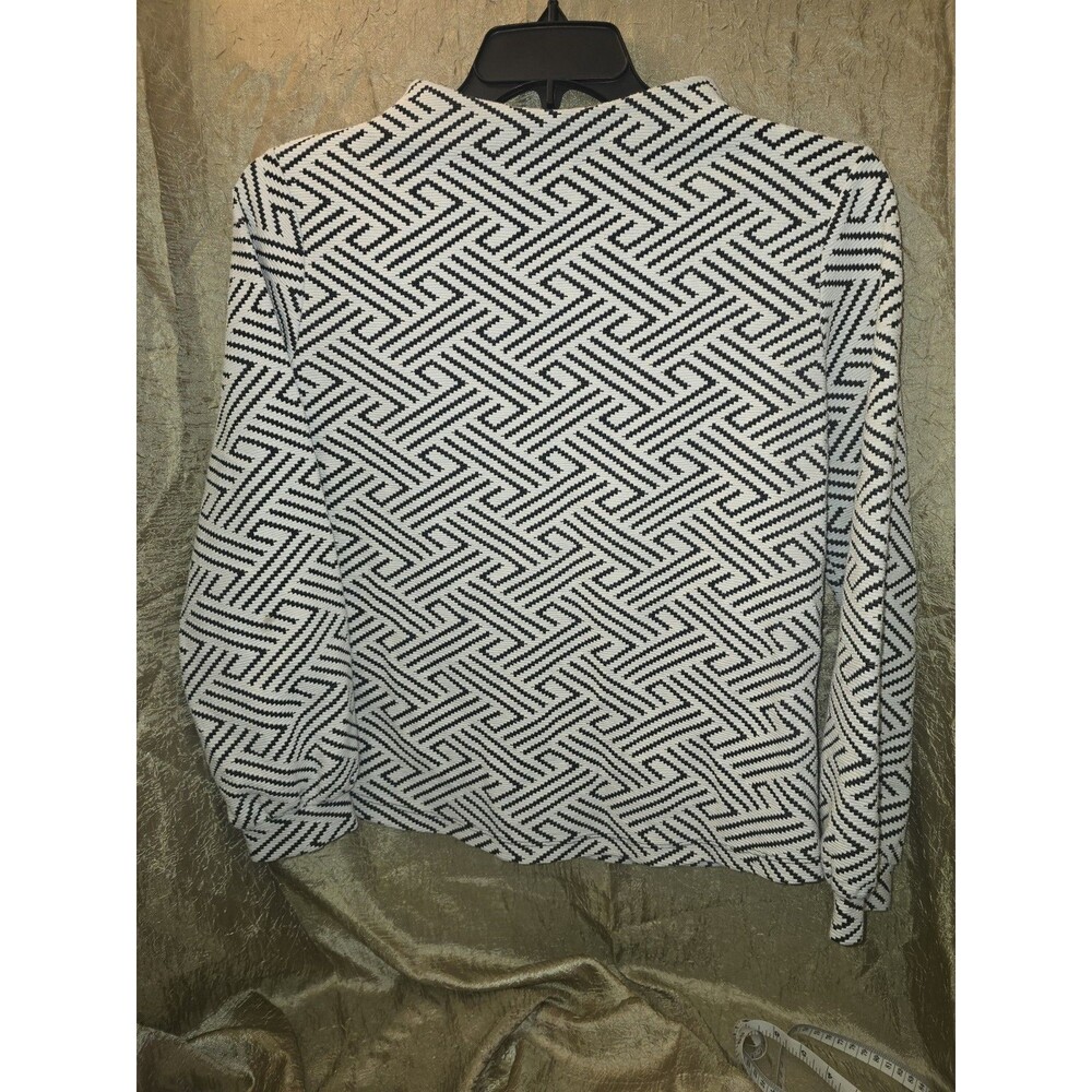 W5 Women’s Geometric Pattern Long Sleeve Top Black White Size M Medium RN 145533